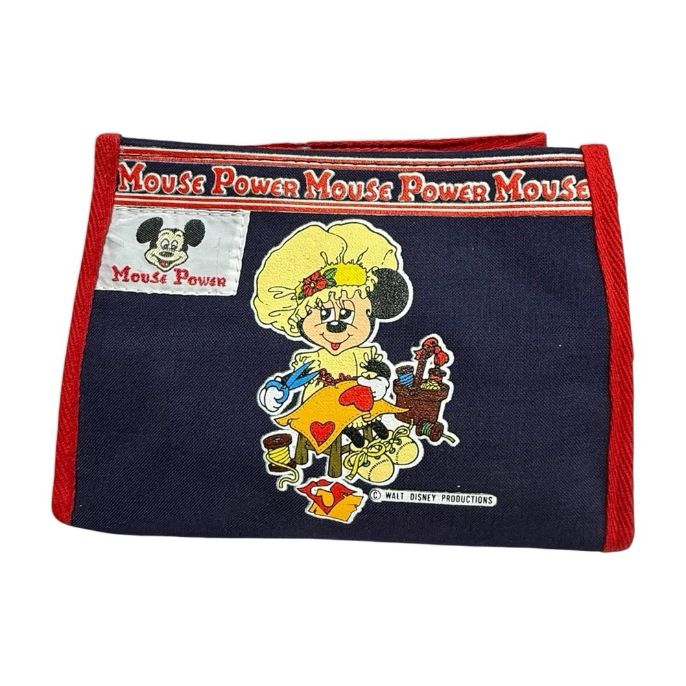 NEW Vintage Disney Pretty Minnie Mouse Blue Canvas Wristlet Purse Bag Crafting